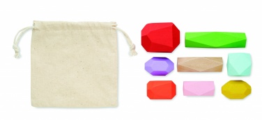 Logo trade promotional merchandise image of: 8 stacking wood rocks in pouch