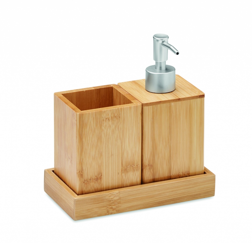 Logo trade promotional merchandise photo of: 3 piece bath set in bamboo