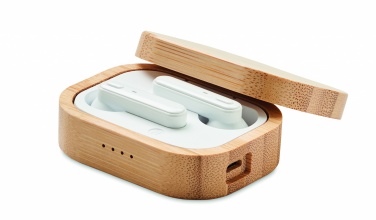 Logo trade corporate gifts picture of: TWS earbuds in bamboo case