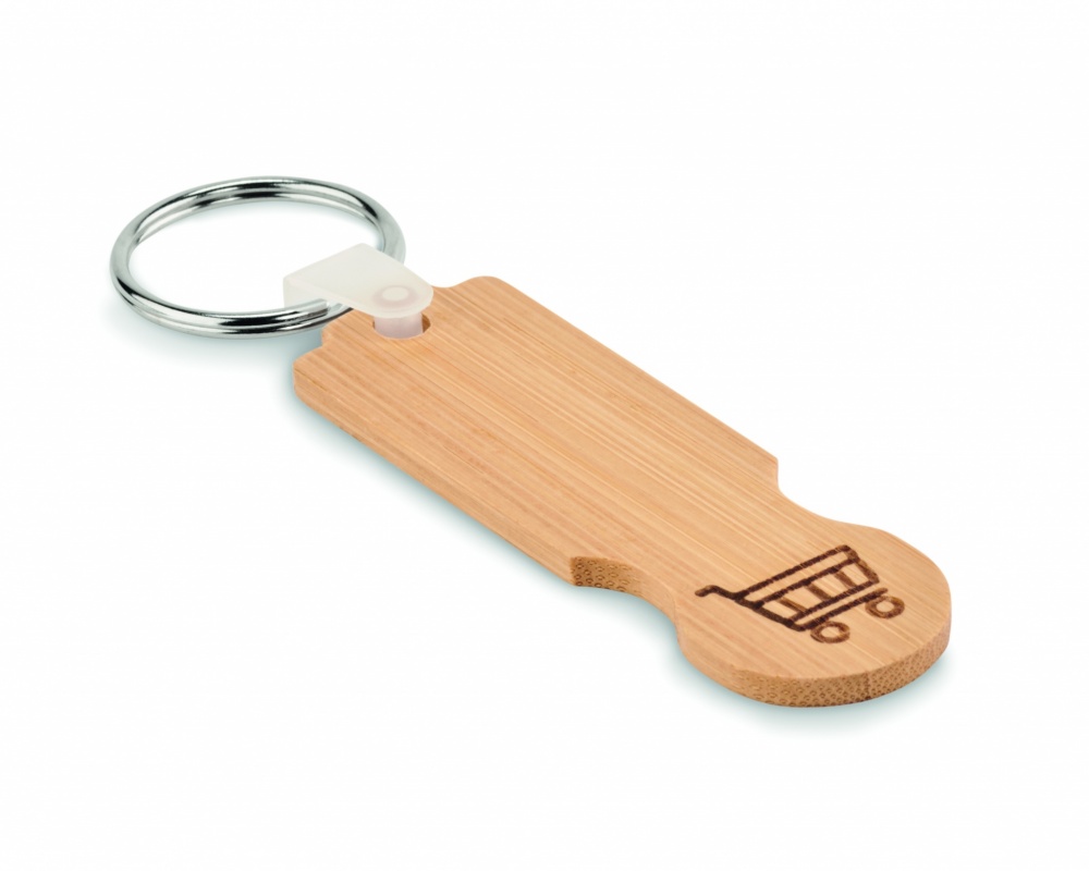 Logo trade promotional products picture of: Bamboo euro token key ring Rauma