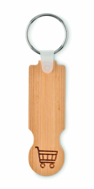 Logotrade promotional product picture of: Bamboo euro token key ring Rauma