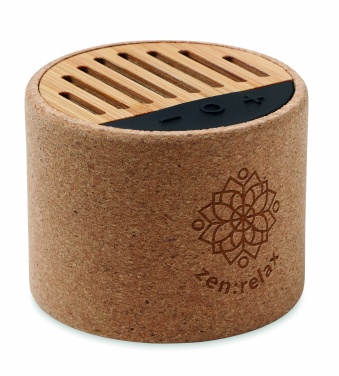 Logo trade promotional products image of: Round cork wireless speaker