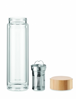 Logotrade promotional giveaway picture of: Double wall glass bottle 400ml Berlin