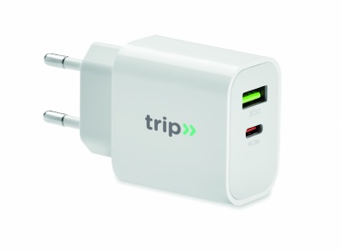 Logo trade promotional item photo of: 18W 2 port USB charger EU plug