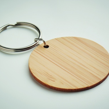 Logotrade promotional merchandise photo of: Round bamboo key ring Pieksämäki