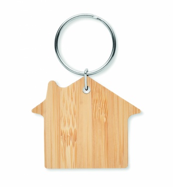Logo trade business gift photo of: House shaped bamboo key ring Järvenpää