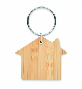 Logotrade promotional item picture of: House shaped bamboo key ring Järvenpää