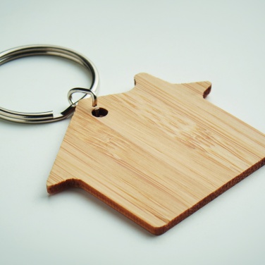 Logo trade promotional gifts picture of: House shaped bamboo key ring Järvenpää
