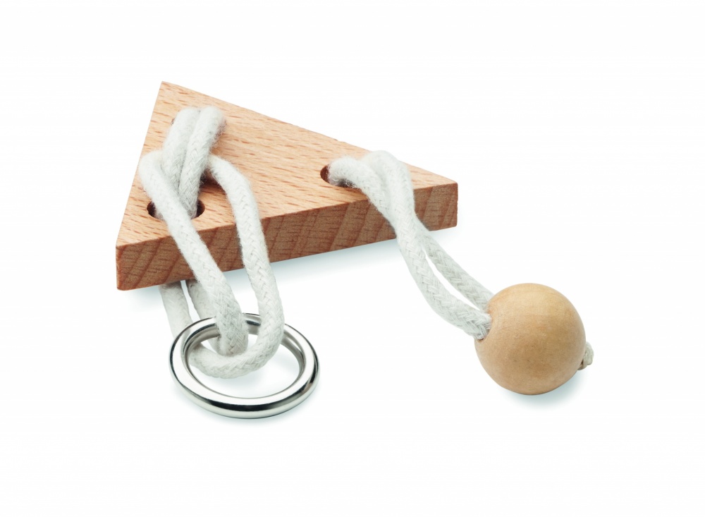 Logo trade promotional giveaway photo of: Wooden brain teaser triangle