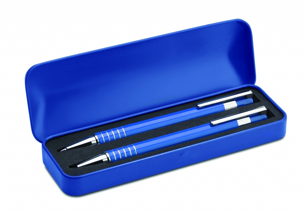 Logo trade promotional item photo of: Ball pen set in metal box