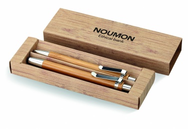 Logo trade advertising products picture of: Bamboo pen and pencil set