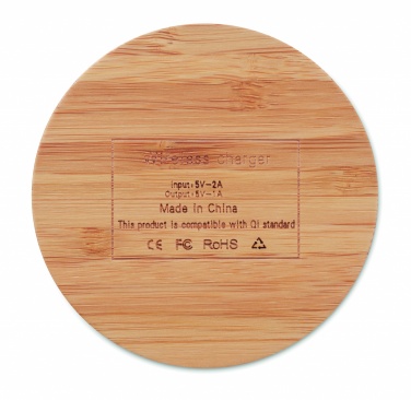 Logo trade promotional giveaways image of: Wireless charger bamboo 5W