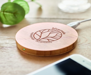Logotrade promotional product image of: Wireless charger bamboo 5W