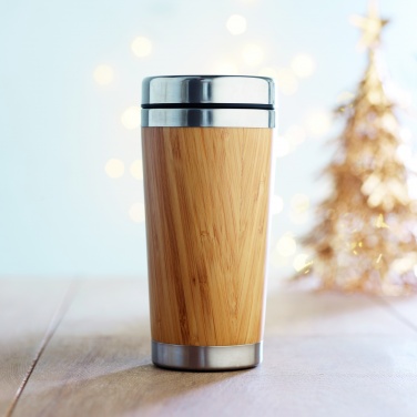 Logotrade business gift image of: Double wall bamboo flask 430ml