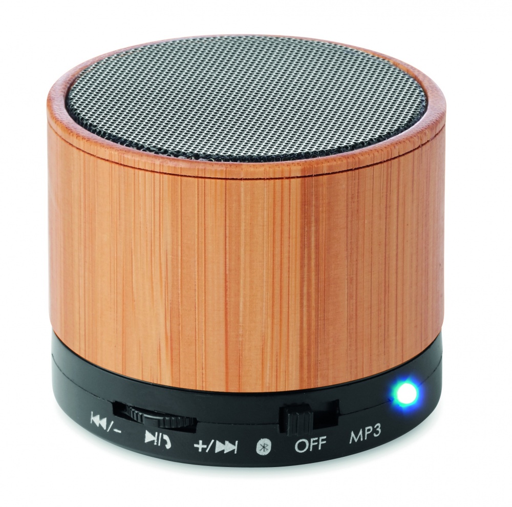 Logotrade advertising product image of: Round Bamboo wireless speaker
