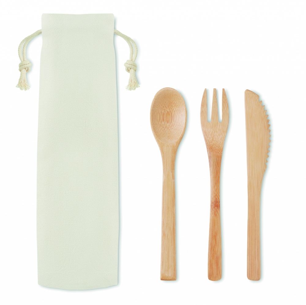 Logo trade business gift photo of: Bamboo cutlery set