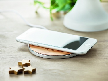 Logo trade promotional item photo of: Bamboo wireless charger 10W DESPAD