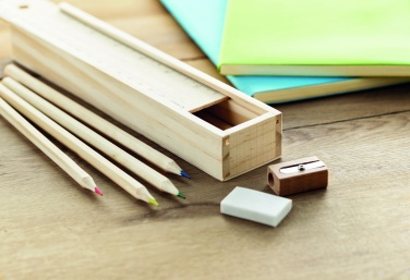 Logo trade corporate gifts image of: Stationery set in wooden box