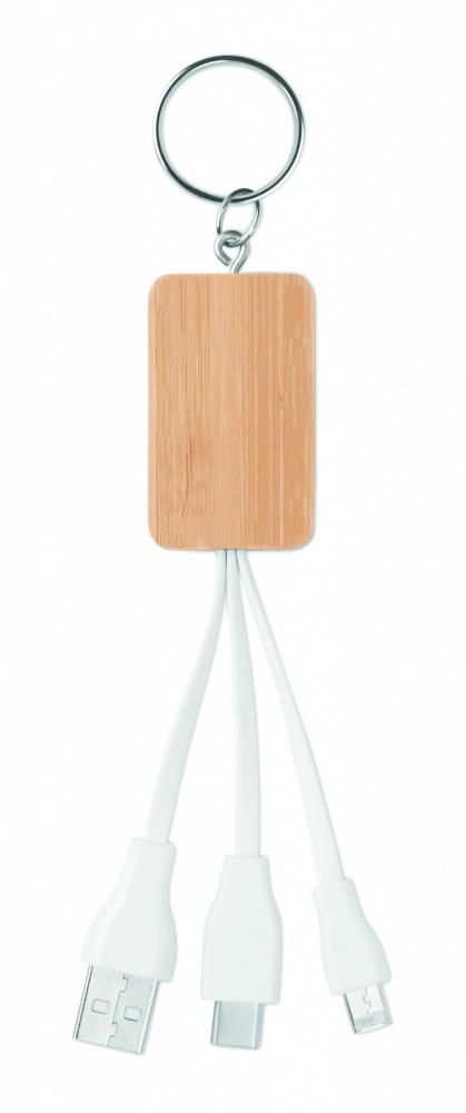 Logo trade promotional gift photo of: Bamboo 3-in-1 cable