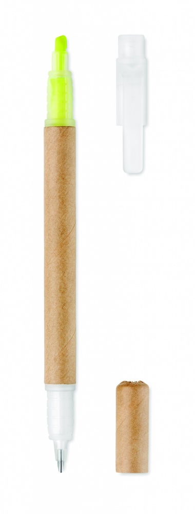 Logotrade promotional item picture of: 2 in 1 carton pen highlighter