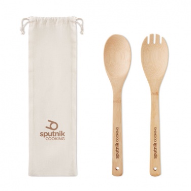 Logo trade promotional merchandise picture of: Set bamboo utensils salad