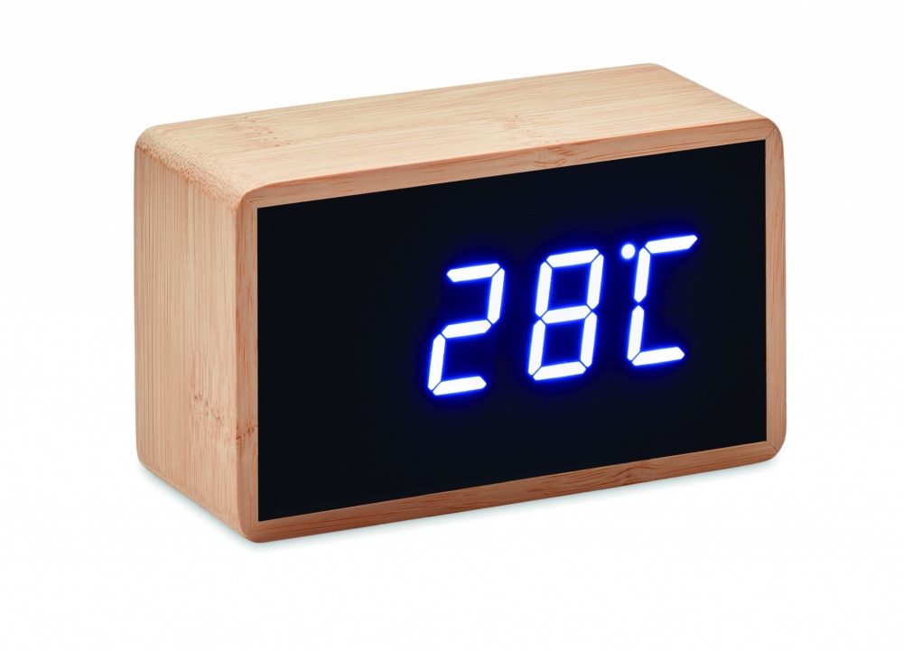 Logo trade promotional product photo of: LED alarm clock bamboo casing Düsseldorf
