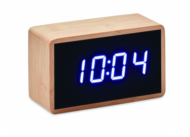 Logotrade promotional item image of: LED alarm clock bamboo casing Düsseldorf