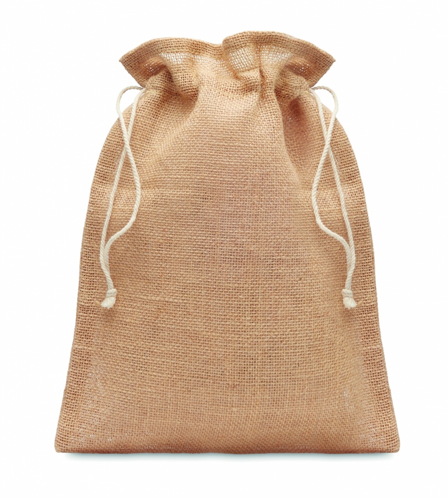 Logo trade promotional products image of: Small jute gift bag 14 x 22 cm