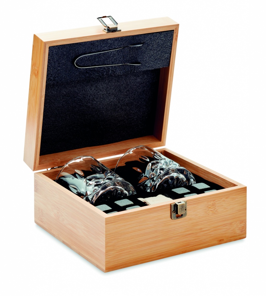 Logo trade corporate gifts image of: Whisky set in bamboo box