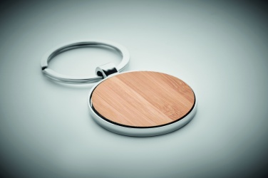 Logo trade promotional giveaways picture of: Round key ring metal bamboo Dobele