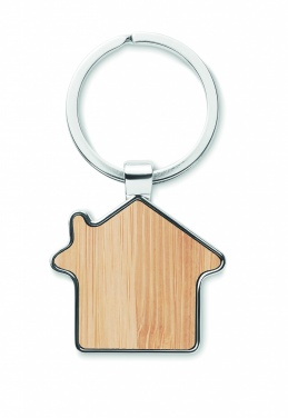 Logotrade advertising product image of: House key ring metal bamboo NORDIC