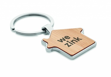 Logo trade promotional merchandise picture of: House key ring metal bamboo NORDIC