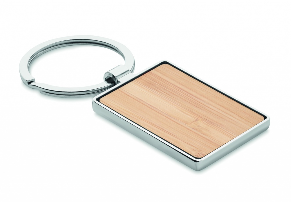 Logo trade promotional products image of: Rectangular key ring bamboo WEST
