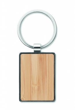 Logo trade promotional merchandise image of: Rectangular key ring bamboo WEST