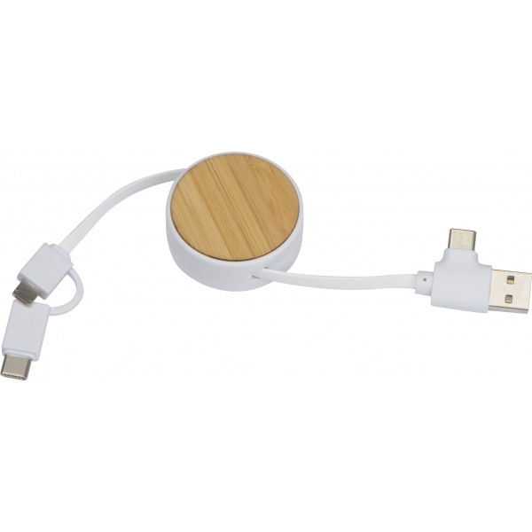 Logotrade promotional gift picture of: Bamboo charging cable GRONINGEN