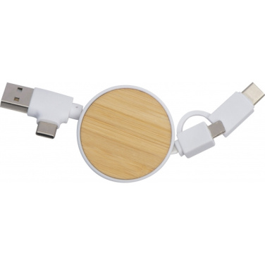 Logo trade promotional giveaways picture of: Bamboo charging cable GRONINGEN