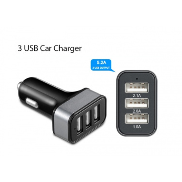 Logo trade promotional gifts picture of: Car Charger with 3 USB ports