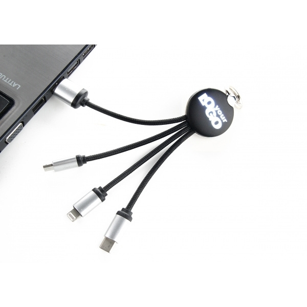 Logotrade promotional product image of: 3in1 cable with enlighted logo for engraving, RXD-368