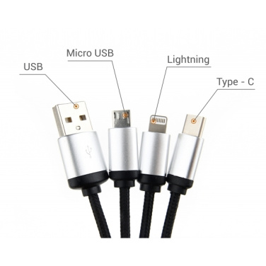 Logotrade advertising product image of: 3in1 cable with enlighted logo for engraving, RXD-368