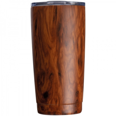 Logotrade promotional giveaway image of: Stainless steel mug with wooden look COSTA RICA 550 ml