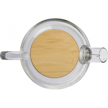 Logo trade advertising product photo of: Glass jug with bamboo lid FRANKFURT 1000ml