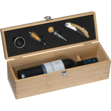 Logo trade promotional giveaways image of: Wooden wine box SAINT-ETIENNE