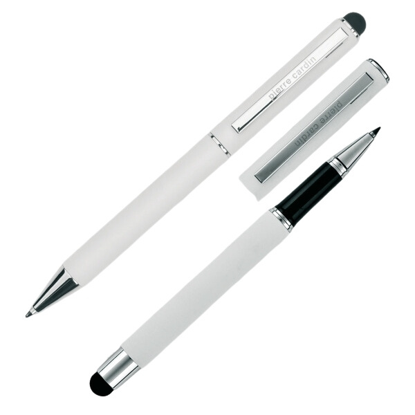 Logo trade promotional items picture of: Writing set ballpoint pen & roller soft touch CLAUDIE