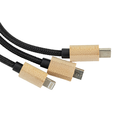Logotrade promotional giveaway picture of: 3-in-1 cable with elighted logo in a wooden casing, LH-ZMU06