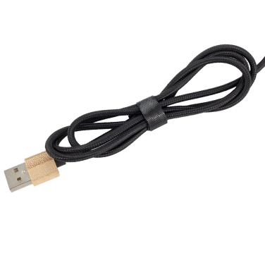 Logotrade promotional item image of: 3-in-1 cable with elighted logo in a wooden casing, LH-ZMU06