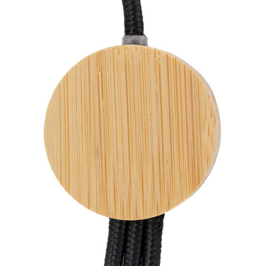 Logo trade business gifts image of: 3-in-1 cable with elighted logo in a wooden casing, LH-ZMU06