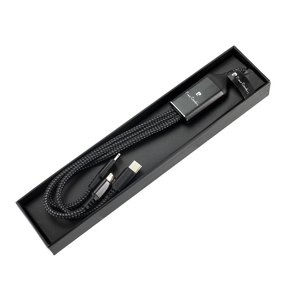 Logotrade corporate gift image of: 3 in 1 cable with elighted logo Pierre Cardin