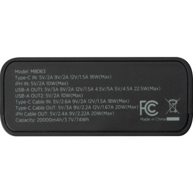 Logo trade advertising products picture of: Power bank 20 000 mAh MARABELLA MoLu