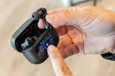 Logotrade promotional gift picture of: Airtune RCS recycled plastic ANC earbuds with touch screen