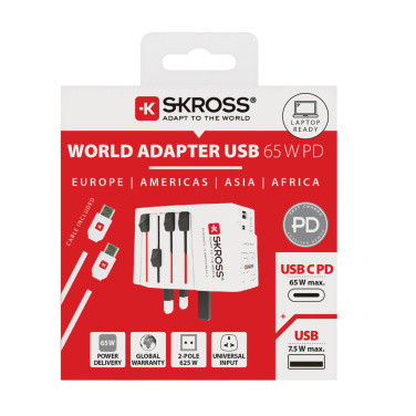 Logotrade corporate gift picture of: SKROSS World Travel Adapter MUV 65W PD with USB C Cable